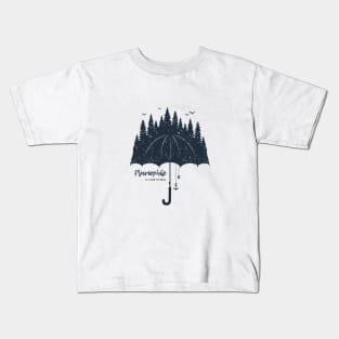 Pluviophile. Umbrella, Forest, Rain. Smart Quote Kids T-Shirt